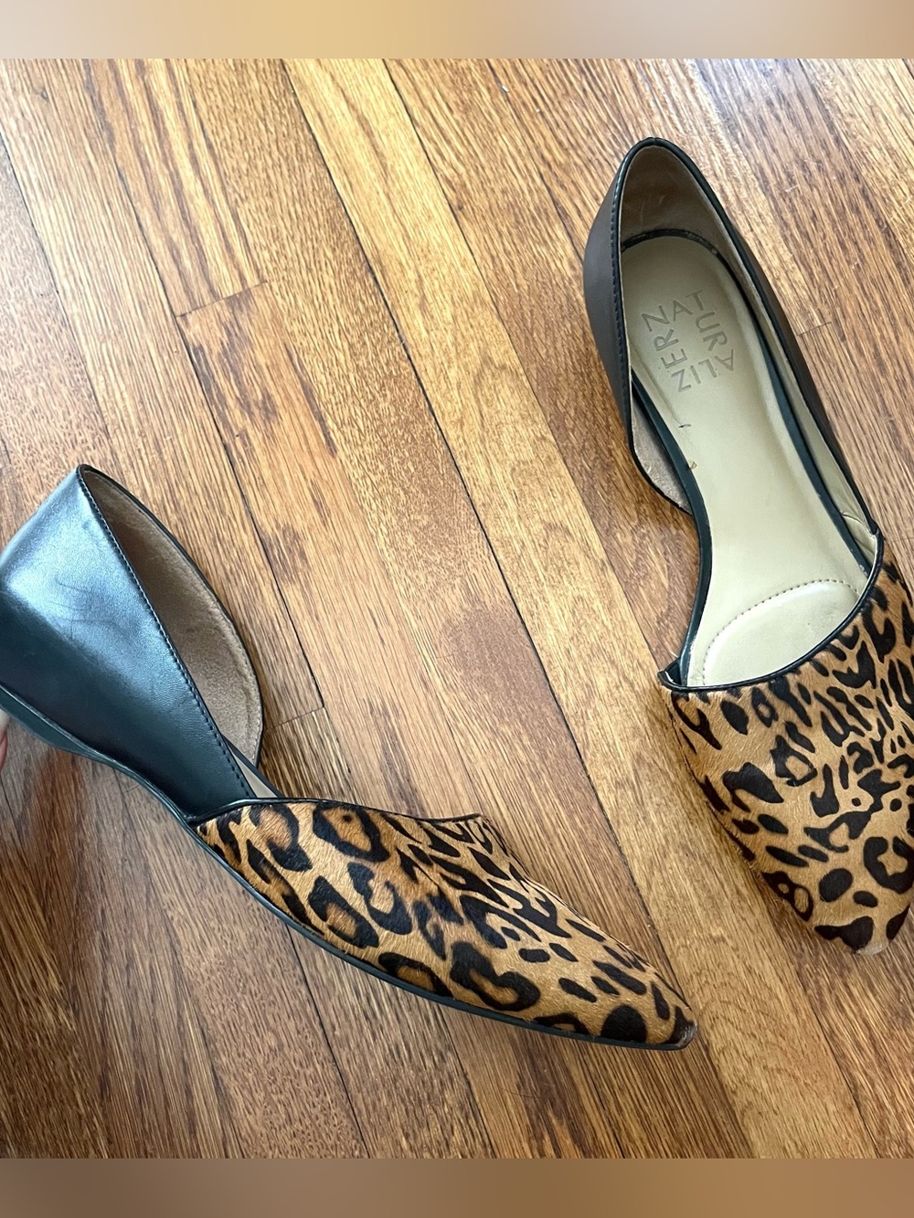 Naturalizer Samantha flats d’Orsay leopard 7.5 calf hair animal print